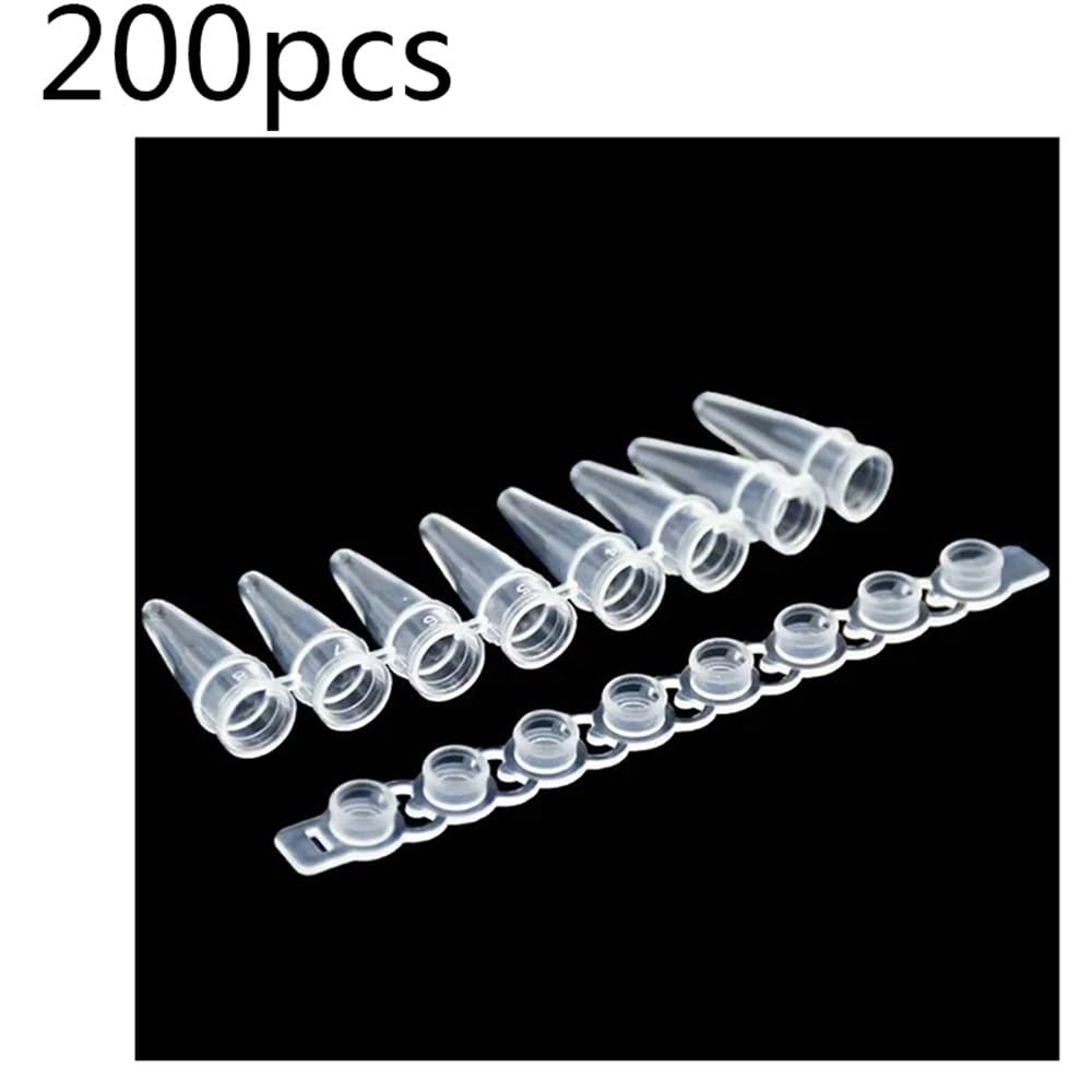 Instrumentos y Equipos de Laboratorio 200 piezas (8/fila) Tubos de tira de 0,2 ml 8 - Tiras de tubo de centrífuga con tapa Tubo de plástico for experimento(Caps and Tubes)