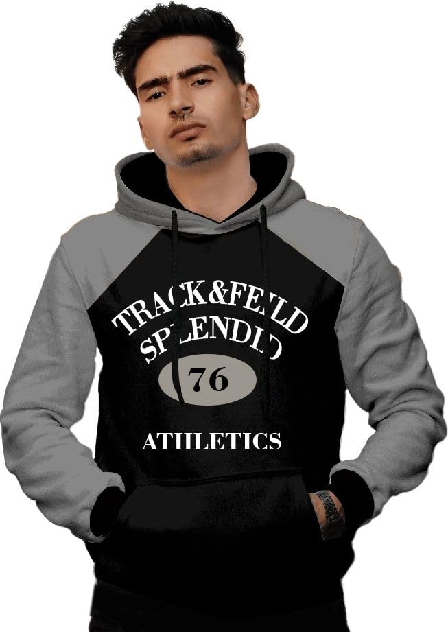 Men's Stylish Printed Full Sleeve Hooded Neck Printed Sweatshirt (Black)-image-47