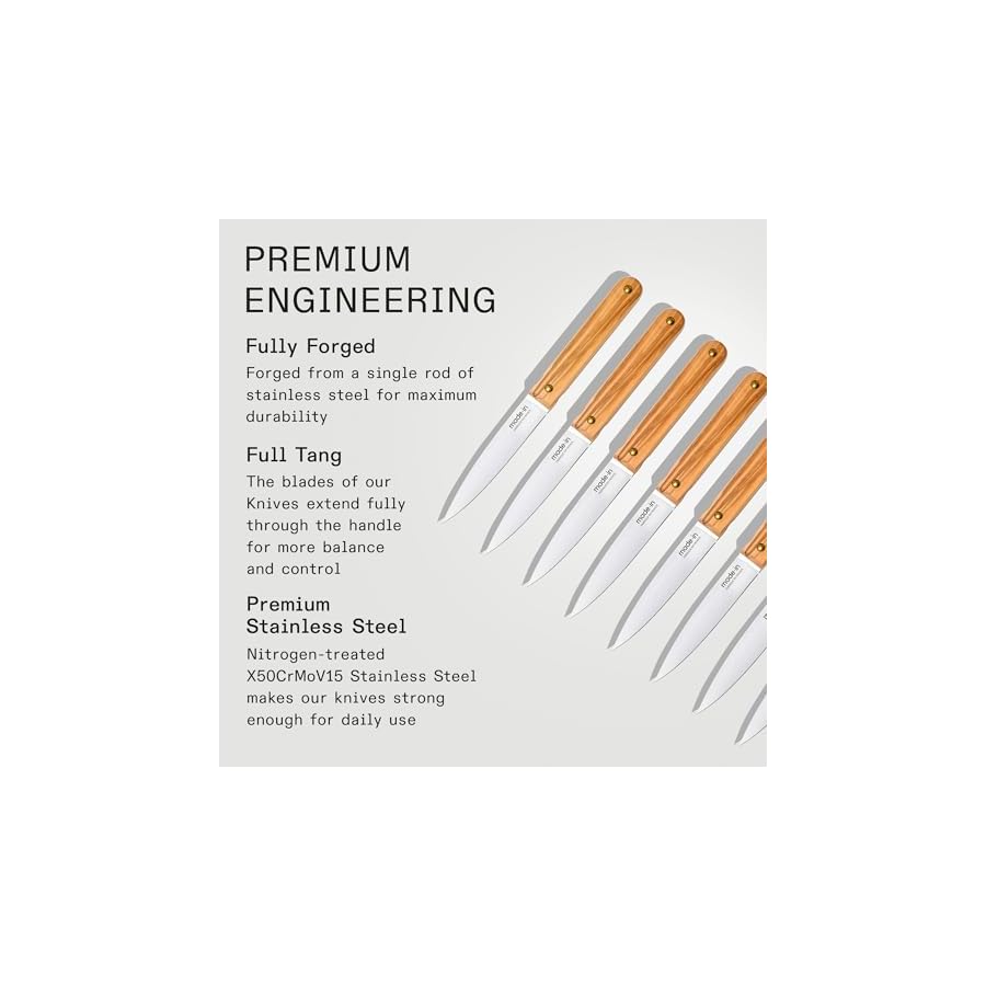 Made-In-Cookware-Steak-Knives-Set-of-8-Crafted-in-France-Full-Tang-with-Olive-Wood-Handle-Wooden-Storage-Box Made In Cookware - Steak Knives - Set of 8 - Crafted in France - Full Tang with Olive Wood Handle - Wooden Storage Box