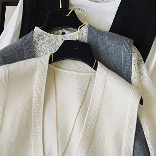 100% Cashmere V-Neck Sweater Vest Ladies Sleeveless Pullover Sweater Solid Color Knitted Vest (Gray S)4