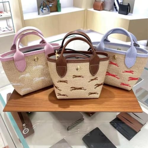 Straw Purse Straw Bag Small Hand-held Tote Bag Shoulder Crossbody Women's Mini Vegetable Basket Straw Purses3