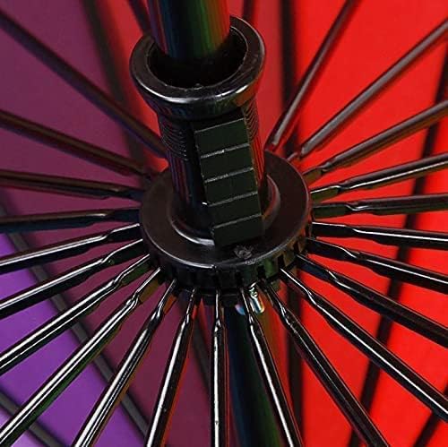 51zEUr460hL PRYTA Rainbow Umbrella Big Size 16 Ribs Rainbow Umbrella Stylish Colorful Rainbow Umbrella for Kids Woman and Men Windproof Rainbow Umberalla Auto Open And Manual Close Anti-UV.