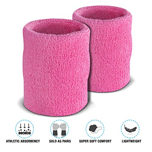 Image of Suddora Arm Sweatbands, Absorbent and Breathable Thick Cotton Bands for Working Out, Gymnastics, Basketball, Tennis, and Football, Multiuse 4-inch Wristbands for Costumes and Cosplay