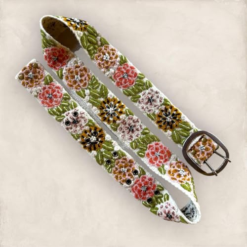 Andina Vintage Blossom Embroidered Belt for Women - Handmade Peruvian Design4