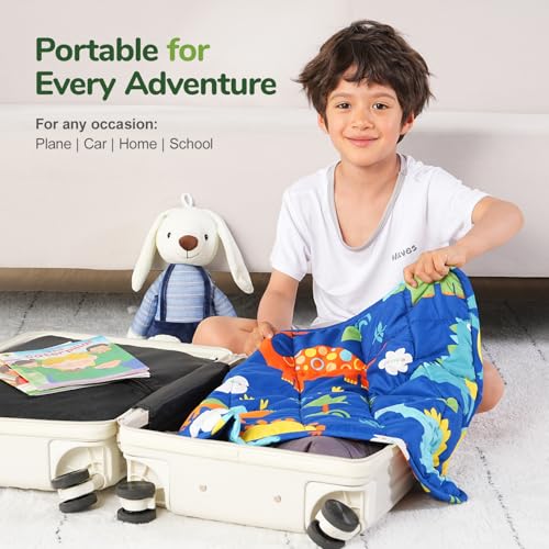 Image of Sivio Weighted Lap Blanket 2lb, Blue Dinosaur Small Cute Lap Pad, Soft Cooling Heavy Blankets, Washable Weighted Throw Blanket for Nap, 19 inchx21 inch-2lb