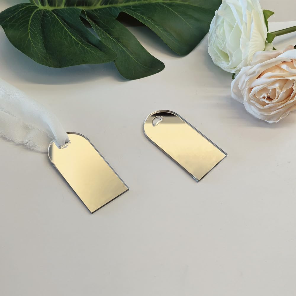 Set di 12 segnaposto in acrilico a specchio, etichette per bagagli ad arco a specchio per decorazioni per matrimoni, eleganti decorazioni per la tavola, regali personalizzati ed eventi memorabili