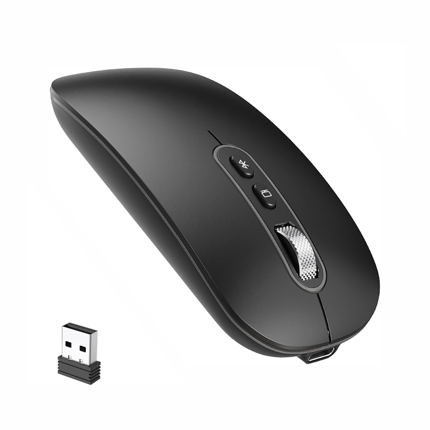 cimetech Bluetooth Maus Kabellos (Dual Mode: BT5.1+ 2.4G) Wiederaufladbare Mouse Stille Slim Funkmaus für MacBook Pro/Air/Mac/iPad/Laptop/Desktop/Mac/PC/Computer