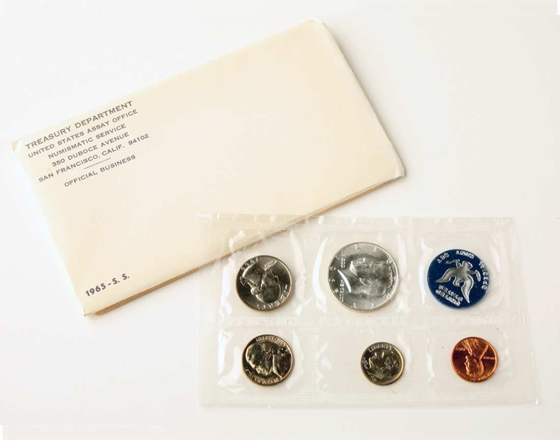 1965 - Special Mint Set 5 Coins-40% Silver Half Dollar Uncirculated