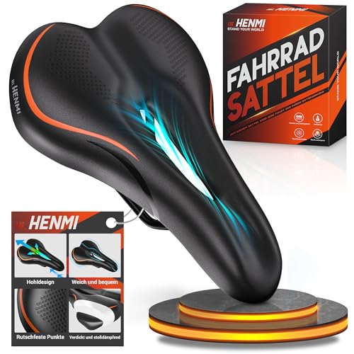 HENMI Fahrradsattel Herren Damen Weicher, Komfortabel Atmungsaktiv...