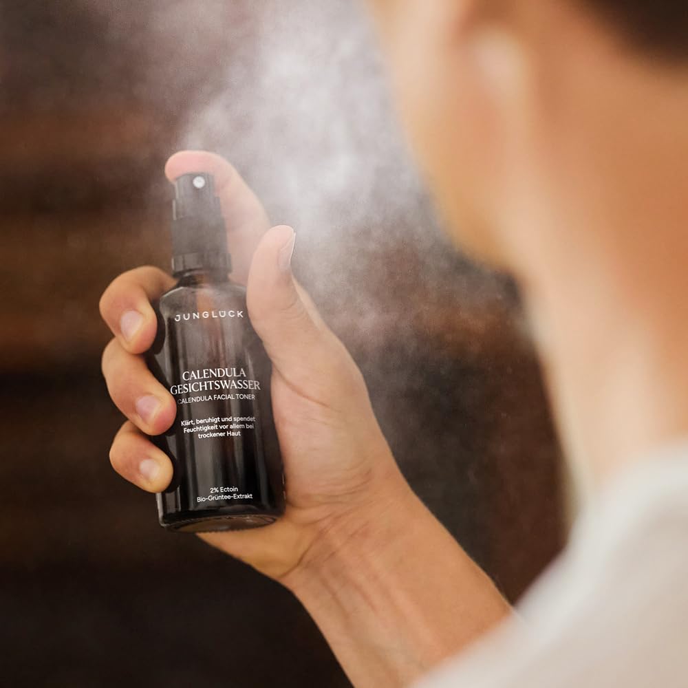 JUNGLÜCK Basis-Pflege Trockene Haut | Reinigungsmilch + Calendula Gesichtswasser + Hyaluron Creme Reichhaltig – feuchtigkeitsspendend & nährend