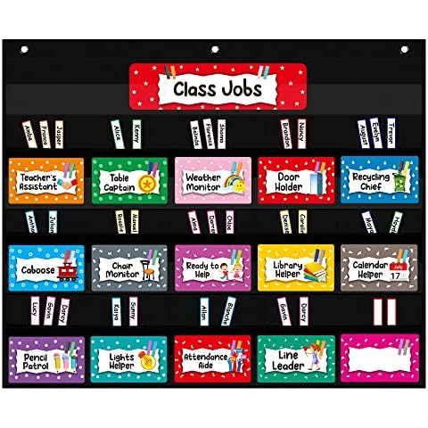 Mewise Class Jobs Pocket Chart for Classroom,Teacher's Helper Classroom Management Pocket Chart… Cover