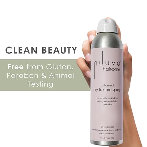 Miniatura 6 de Nuuvo Haircare Untamed Dry Texture Spray - Spray voluminizador y texturizante para estilos ligeros sin esfuerzo, protección UV, acabado mate, libre