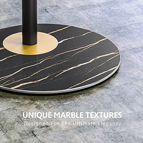 Fitueyes Design Corner Tv Stand For 32"-65", Mid Century Modern Black Tv Stand With Marble Textured Glass Base & Concealed Storage, Metal Tv Stand Decor For Living Room, Tv Floor Stand Master Series #TOP4