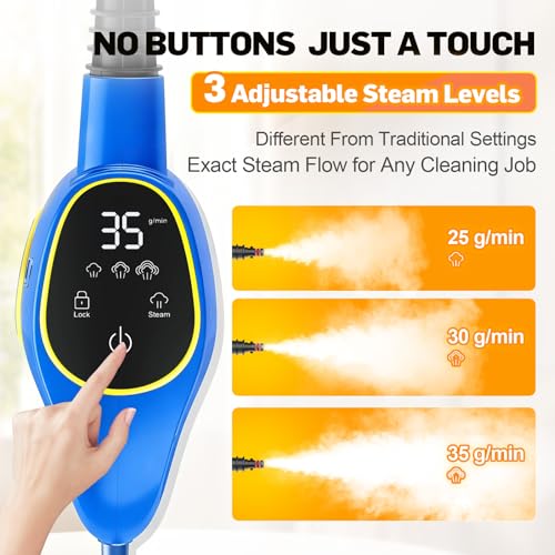 Image of Handheld Pressurized Steam Cleaner for Home - 15s Heat-Up 3-Level Adjustable Steam Cleaner with 14pcs Accessories, Multi-Surface Steamer for Cleaning Car Detailing, Tile, Grout, Chemical-Free(Blue)