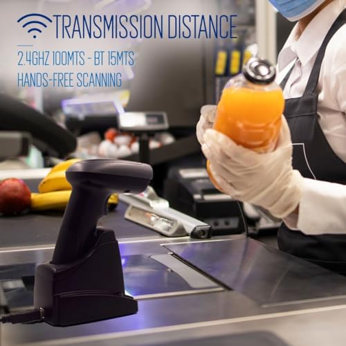 Ewent EW3440 Lector Códigos de Barras Inalámbrico 2D Con Base Inteligente