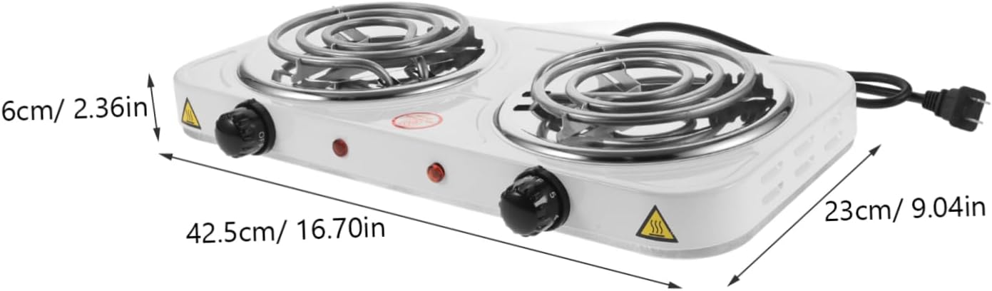 Temperature Controlled Electric Stove Electric Double Burner for Kitchen Lightweight Portable Cooktop Safety Features Us Plug