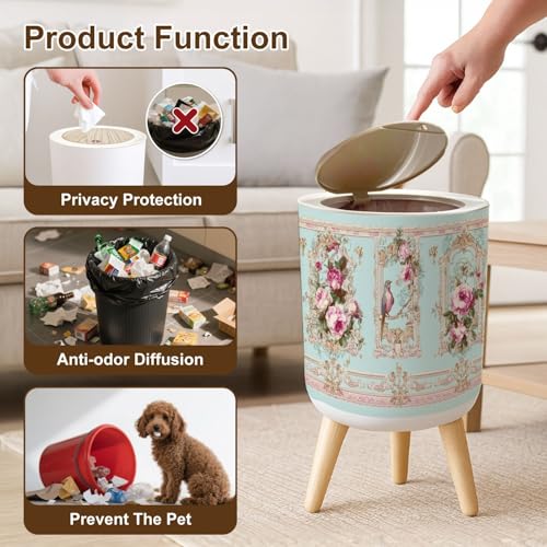 Caneca de basura redonda con tapa y patas, 7L miniatura 6