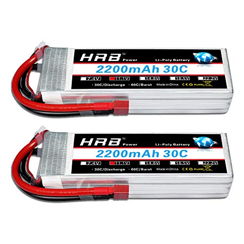 HRB 2PCS 11.1V 2200mAh 3S 30C Batería de lipo con Deans T Plug para RC Car Boat Truck Heli Airplane Quadcopter Helicopter Multi-Motor Hobby DIY Parts