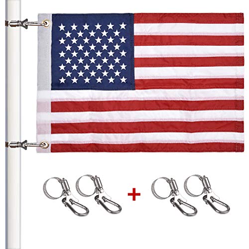 Universal Boat Flag Marine 16x24 with 4 Boat Flag Pole Kits USA Flag with 50 Embroidered Stars American
