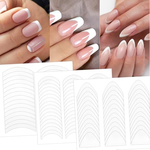 Heclia 36 hojas de pegatinas manicura francesa, color media luna, plantilla autoadhesivas pegatinas decoración uñas