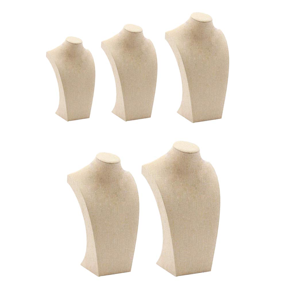 Présentoir à Bijoux En Lin Beige 30,5 Cm - Buste Pour Colliers Et Bracelets Magasins Et Usage Personnel