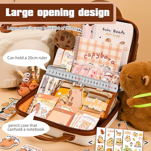 Roinaid 61 Stück Capybara Stifte,Capybara Federmäppchen,Süße Capybara Schreibwaren-Set,Reichhaltige Capybara Federmäppchen,Geeignet für Büro,Schule,Kinder,Schülerschreibwaren
