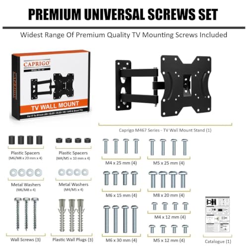 Image of Caprigo Full Motion TV Wall Mount Bracket for 14 to 32 Inch LED /HD /Smart TV's, Universal Heavy Duty TV Stand for Wall with Swivel Rotation & Tilt Adjustments (M467)