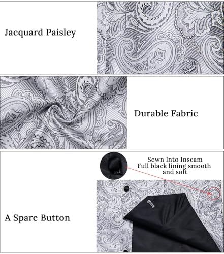 Image of DiBanGu Mens Paisley Suit Vest Silk Jacquard Waistcoat and Necktie Set Formal Shawl Collar Dress Vest 7PCS for Wedding Party