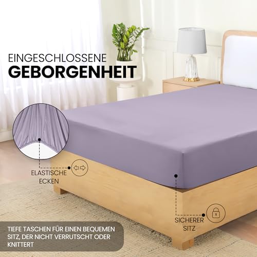 Utopia Bedding - Spannbettlaken 160x200cm - Lavendel – Ansicht 4