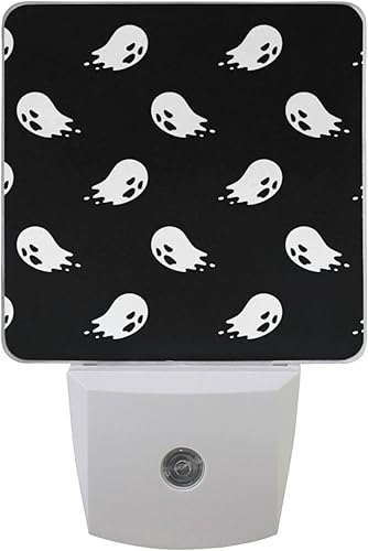 Vdsrup Juego de 2 luces nocturnas de fantasmas de Halloween, luz nocturna LED enchufable, lámpara con sensor automático del atardecer al amanecer