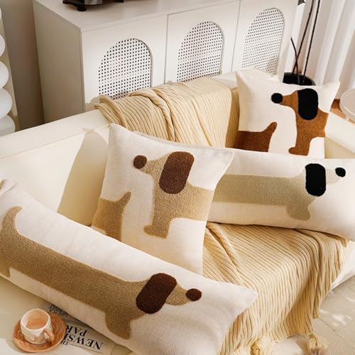 Housse de coussin brodé touffeté grand format lit et salon coton 90x35 - 3