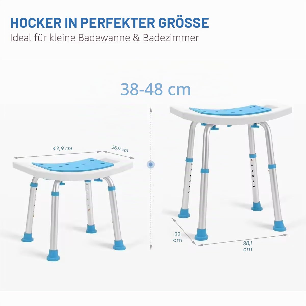 NEWFUN Duschstuhl Für Senioren, Höhenverstellbarer Duschhocker 150 KG