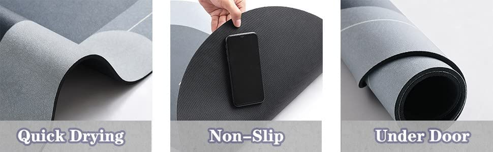Image of QONETIC Bathroom Mat Anti-Slip Quick Dry Water Absorbing | Anti-Skid Rubber & Silicon Floor Mat for Home, Kitchen & Washroom | Super Absorbent Non-Slip Doormat (40x60 cm)