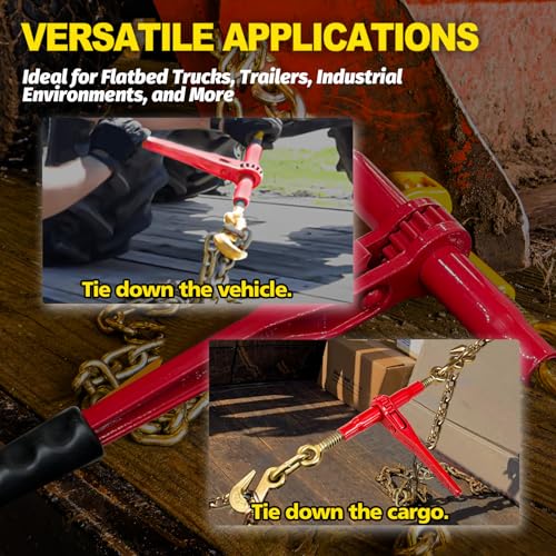 Image of FITHOIST Ratchet Chain Binders 1 /4'' - 5 /16'' | 4-Pack Load Binders w /Clevis Hooks | 2,600 Lbs Working Load | Compatible with G43, G70 & G80 Chains | Secure Tie Down Binder for Hauling and Towing