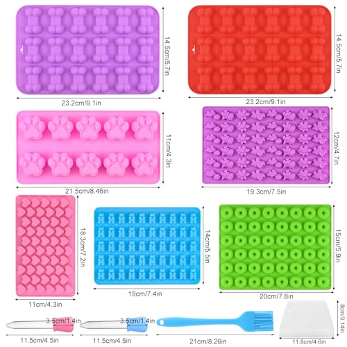 9 Stück Backmatten für Hundeleckerli, Backmatte Hundekekse, Bpa-frei Silikon Backform für Muffin Cupcake Süßigkeiten, Wiederverwendbare Backunterlage mit Bürste Tropfer, Hitzebeständig & Antihaftend