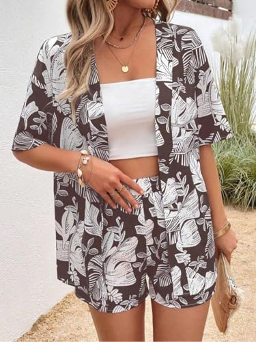 Image of GRECIILOOKS Co-ord Set for Women Stylish | Women Co-Ord Pajama Set | Stylish Night Dress & Beach Outfit | 2 Piece Printed Shirt & Shorts Loungewear | Comfortable Pajama Sets for Womens