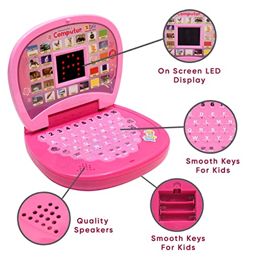 Gooyo-Battery-Operated-Educational-Learning-Laptop-Toy-with-LED-Display-and-Music-Effect-Play-Learn-with-Fun-Indoor-Toy-for-BabiesGirlsBoysToddlers-2011A-Pink-Color-3xAA-Battery