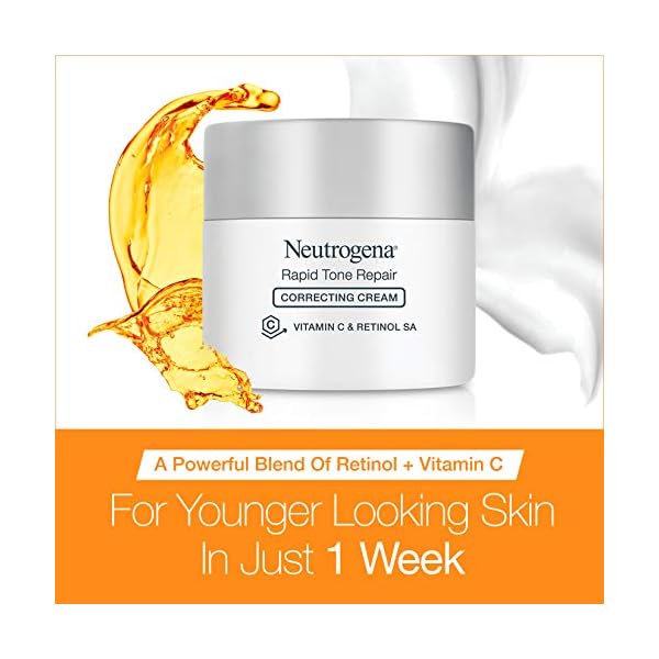 Neutrogena-Rapid-Tone-Repair-Retinol-Vitamin-C-Correcting-Cream-Tone-Evening-Face-Neck-Cream-with-Vitamin-C-Retinol-Hyaluronic-Acid-for-Dark-Spots-Fine-Lines-Wrinkles-17-oz Neutrogena Retinol + Vitamin C Correcting Cream, Rapid Tone Repair Face & Neck Cream with Hyaluronic Acid for Dark Spots, Fine Lines & Wrinkles, 1.7 oz