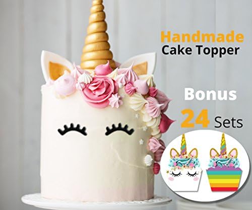 Unicorn Cake Topper and 24 Unicorn Cupcake Topper Kit for Unicorn Birthday Party by Party Bee - Unicorn Party Supplies
