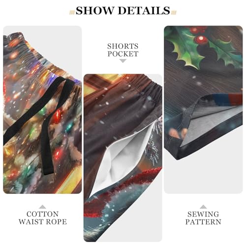 Men's Pajama Shorts Soft Comfy Sleep Shorts Lounge Christmas Pjs Bottoms with Pockets 5