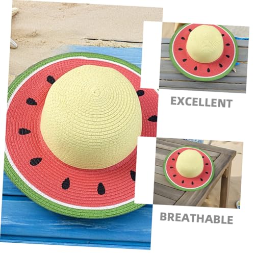 Summer Straw Wide Brim Sun Hat Boys and Girls Watermelon Pattern Sun Day Hats Boys and Girls Straw Bucket3