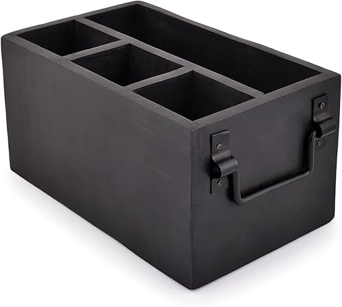 EDHAS Organizador de cubiertos de madera de mango con 4 compartimentos, soporte para utensilios de cubiertos con servilletero para cocina, comedor,