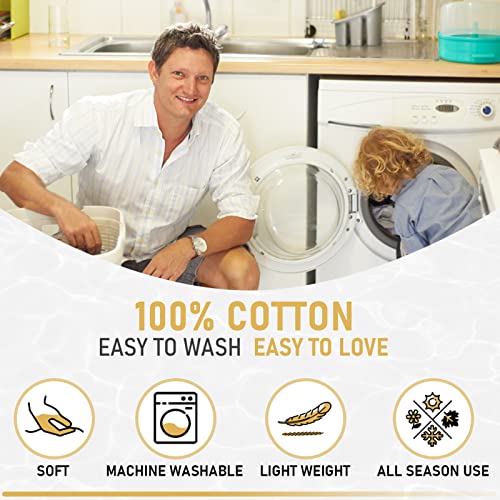 Kaloola 100% Cotton King Quilt, Reversible Floral King Quilt Set, Yellow Grey Striped King Quilt Bedding Set, Farmhouse Lightweight King Bedspread For All Seasons, 3 Pieces #TOP6