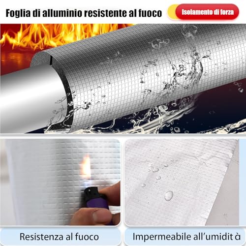 Tubo isolante autoadesivo in schiuma pre-fessura per protezione antigelo, adatto per tubi da 16-114 mm, ideale per irrigazione invernale all'aperto e tubi dello scaldabagno (22 mm x 20 mm x 95 cm)