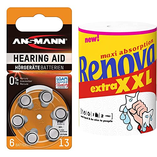 Ansmann 5013243 - Pila para audífono 13 Zinc Aire, 1,4V PR48 AZA13, 6 Unidades, Color Naranja...