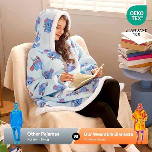 Giggling Getup Sherpa Wearable Blanket Hoodie – Adult Oversized — view 7
