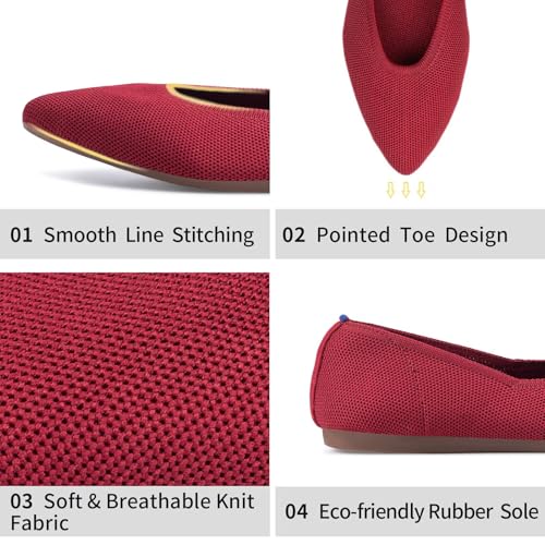 Image of Frank Mully Womens Pointed Toe Flats Knit Dress Shoes Comfort Women Shoes Softable