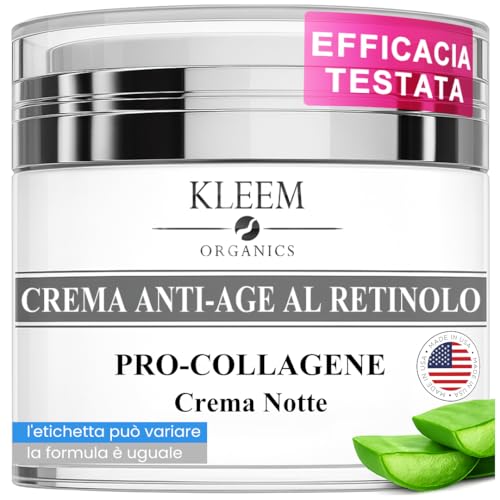 Crema Viso Antirughe Acido ialuronico con Retinolo e Collagene - Eletta Miglior Crema Antirughe Donna e Uomo per Rughe, Macchie Scure e Linee Sottili - 50ml