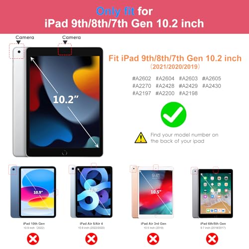 Image of DTTO for iPad 9th /8th /7th Generation 10.2 inch Case 2021 /2020 /2019 with Keyboard, 7 Colors Backlit Wireless Detachable Keyboard Premium Leather Folio Cover with Pencil Holder & Pocket, Watermelon Marble