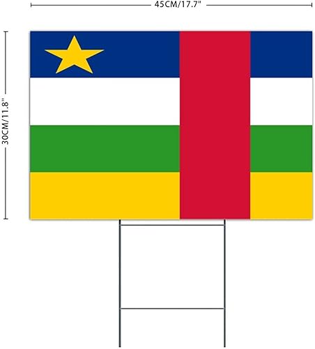 Miniatura 3 de Central African Republic Lawn Sign Party Supplies Décor for Road 12x18 Inch Funny Yard Signs with Stakes Gift Flag for Travelers Metal Yard Sign for